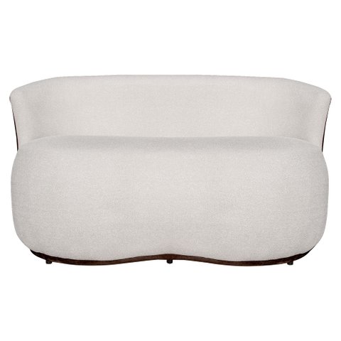 Namoradeira Beatriz 130cm Boucle com Tecido Calacata: Bege / Marrom