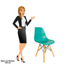 Cadeira Eiffel Eames Base Madeira Sala de Jantar Azul Turquesa - 4
