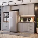 Ver imagem 7 de Cozinha Modulada 271,5cm com Torre Quente P/ 2 Fornos 8 Portas 5 Gavetas Americana Henn - Cinza