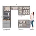 Ver imagem 2 de Cozinha Modulada 271,5cm com Torre Quente P/ 2 Fornos 8 Portas 5 Gavetas Americana Henn - Cinza