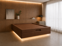 Ver imagem 2 de Cama Box Baú Casal Flutuante com LED, Encaixe para Colchão e Puxador Embutido:Marrom