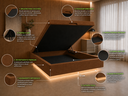 Ver imagem 3 de Cama Box Baú Casal Flutuante com LED, Encaixe para Colchão e Puxador Embutido:Marrom