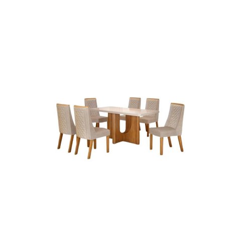 Jogo de Mesa Valdemóveis Dora 160x80 com 6 Cadeiras