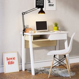 Mesa para Computador Escrivaninha 01 Gaveta Click 90 cm Branco Fosco e Tauari Nobre - D'Rossi - 2