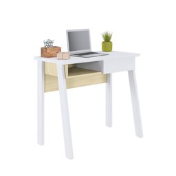 Mesa para Computador Escrivaninha 01 Gaveta Click 90 cm Branco Fosco e Tauari Nobre - D'Rossi - 1