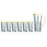 CONJUNTO 1 JARRA 900ML E 6 COPOS 219ML EM VIDRO COM FILETE DOURADO - INCASA - 1