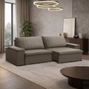 Ver imagem 3 de Sofá 3 Lugares Retrátil Reclinável para Sala 245cm Malfati F04 Veludo Marrom Claro - Lyam Decor