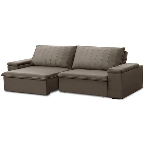 Sofá 3 Lugares Retrátil Reclinável para Sala 245cm Malfati F04 Veludo Marrom Claro - Lyam Decor