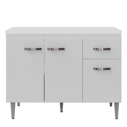 Balcão Pia Gabriela 120cm Branco com Tampo Mdp - Ajl Móveis