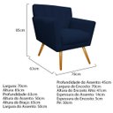 Ver imagem 3 de Kit Diva Recamier Vanessa 185cm Lado Esquerdo e 01 Poltrona Laura Suede Adj Decor Azul Marinho