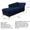 Ver imagem 2 de Kit Diva Recamier Vanessa 185cm Lado Esquerdo e 01 Poltrona Laura Suede Adj Decor Azul Marinho