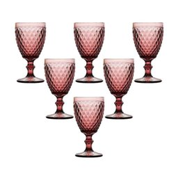 JOGO 6 TAÇAS PARA ÁGUA EM VIDRO BICO DE ABACAXI LILÁS 260ML - LYOR - 3