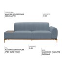 Ver imagem 3 de Sofá Molino 3 Lugares 180cm C/mesa Auxiliar Direito Pés Ouro.f Bouclé Azul Claro - Nexta Casa