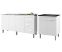 Ver imagem 1 de Kit Balcão para Pia 150 Cm Diana + Balcão para Cooktop 4 Bocas Jade - Branco