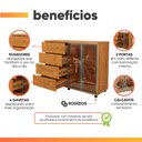Ver imagem 4 de Cômoda Sapateira com Rodízios 4 Gavetas 2 Portas Reflecta com LED Eva