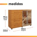 Ver imagem 3 de Cômoda Sapateira com Rodízios 4 Gavetas 2 Portas Reflecta com LED Eva