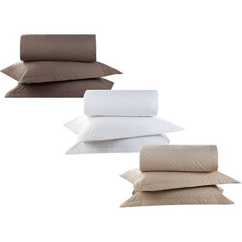 Kit Colcha Queen 3 Peças Trap. Basic Premium 1C.240/260 2C.50/70 Bege - Buddemeyer - 1