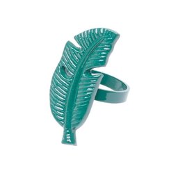 JOGO 4 PE&Ccedil;AS PARA GUARDANAPO DE ALUM&Iacute;NIO FOLHA DE BANANEIRA VERDE - LYOR - 1