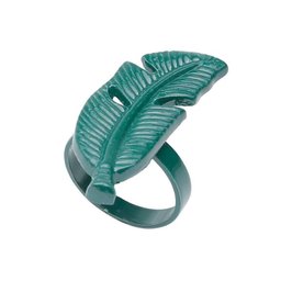 JOGO 4 PE&Ccedil;AS PARA GUARDANAPO DE ALUM&Iacute;NIO FOLHA DE BANANEIRA VERDE - LYOR - 2