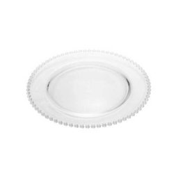 Prato Raso de Cristal Pearl Bolinha Transparente 28cm Wolff - 1