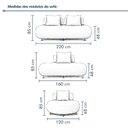 Ver mais imagens de Sofá de Canto Modulado Orgânico com Almofadas e Base Madeira Maciça 280CMX340CM Madri