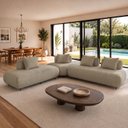 Ver imagem 1 de Sofá de Canto Modulado Orgânico com Almofadas e Base Madeira Maciça 280CMX340CM Madri