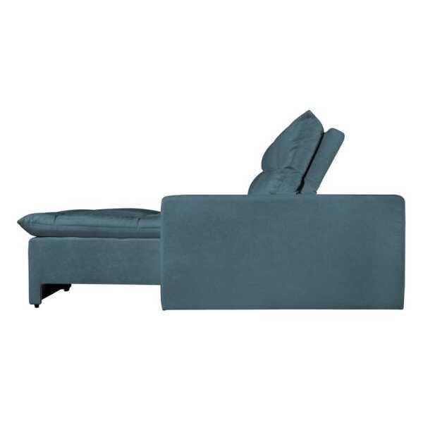 Sofá 4 Lugares Miró com Pillow 2.50M Retrátil e Reclinável Suede Amassado Azul - 4