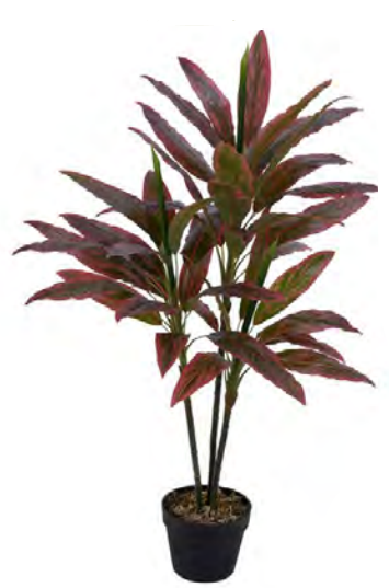 Planta Árvore Artificial Dracena Real Toque C/Pote X49 Vermelho 1,1m - 1