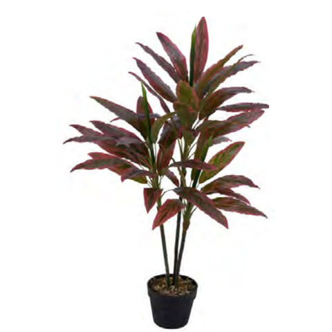 Planta Árvore Artificial Dracena Real Toque C/Pote X49 Vermelho 1,1m