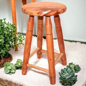 Banquinho Envernizado Madeira Maciça 50cm Alt Banqueta Tamborete Banco Médio
