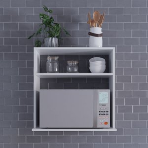 Suporte para Micro-ondas e Forno Nicho Suspenso Madeira Madeira