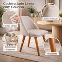 Ver mais imagens de Cadeira Estofada Jade Linho Bege Couro Madeira Sofisticada