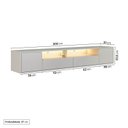 Ver imagem 3 de Rack Suspenso 2 Portas 2 Gavetas com LED Horizonte CabeCasa MadeiraOriginals Off White