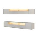 Ver imagem 2 de Rack Suspenso 2 Portas 2 Gavetas com LED Horizonte CabeCasa MadeiraOriginals Off White