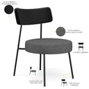 Ver imagem 4 de Poltrona Decorativa Para Sala De Estar Fixa Londres L02 Couríssimo Preto Linho Cinza Escuro - Lyam L