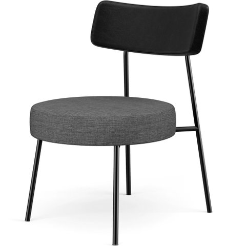 Poltrona Decorativa Para Sala De Estar Fixa Londres L02 Couríssimo Preto Linho Cinza Escuro - Lyam L