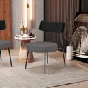 Ver imagem 2 de Poltrona Decorativa Para Sala De Estar Fixa Londres L02 Couríssimo Preto Linho Cinza Escuro - Lyam L