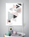 Ver imagem 1 de Quadro Decorativo Abstrato Triângulos Preto Rosê - 70x50cm:moldura Preta