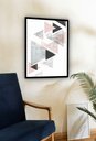 Ver imagem 2 de Quadro Decorativo Abstrato Triângulos Preto Rosê - 70x50cm:moldura Preta