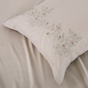 Ver imagem 3 de Jogo de Cama Lençol King Nuance Micropercal 300 Fios Fendi Bordado Floral 4 Peças
