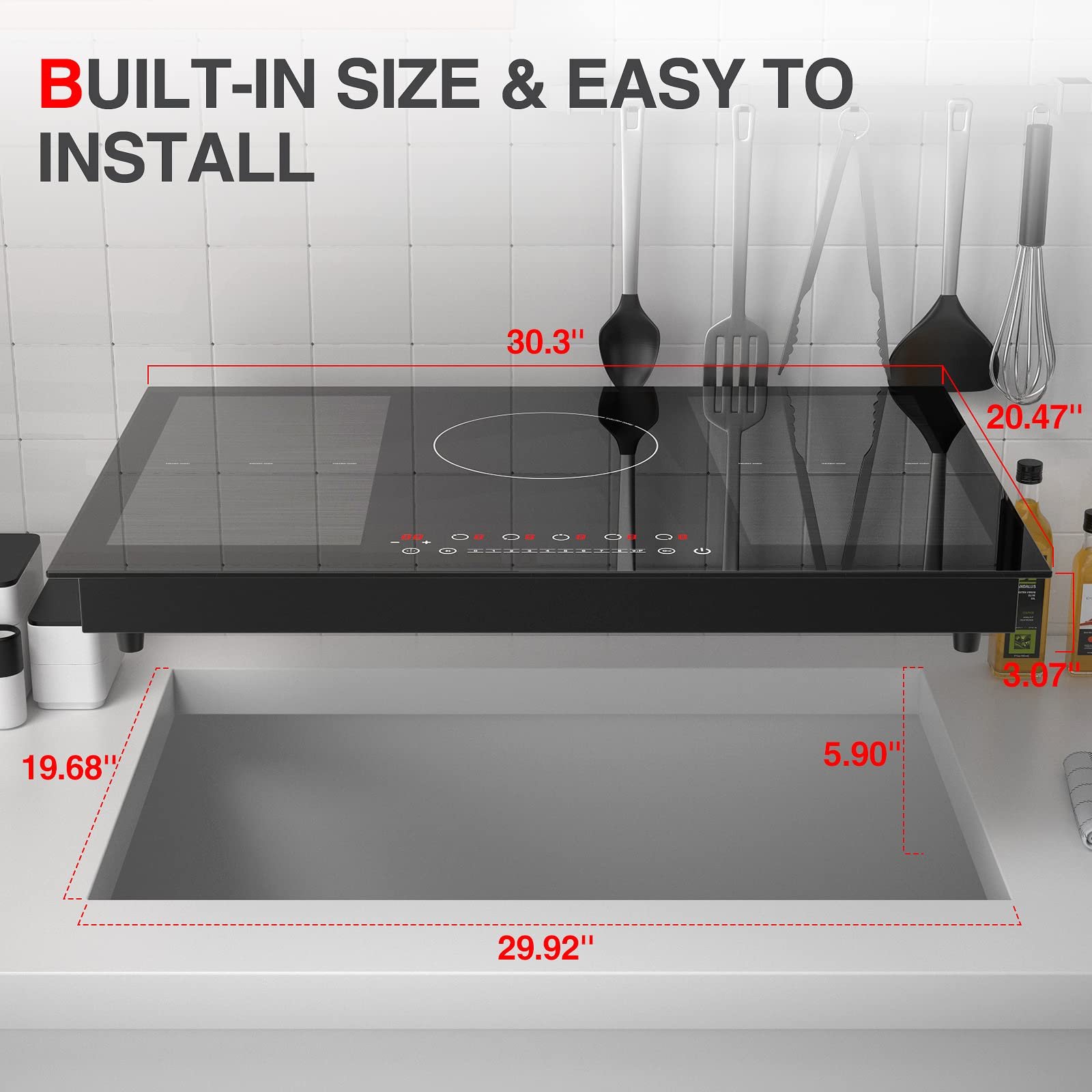 Gtkzw Cooktop de Indução 30" 9000w com 5 Queimadores e 2 Zonas Bridge - 6