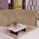 Ver imagem 3 de Capa de Sofá de Canto Dodigo Tecido Malha Gel 01 Peça - Avelã