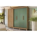 Ver imagem 1 de Guarda Roupa Casal 5 Portas e 4 Gavetas C- Pés Flex Cb03n564 Nogueira-verde Oliva - Kappesberg
