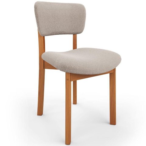 Cadeira para Sala de Jantar Cozinha Living Estofada Dara L02 Bouclê Creme