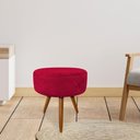 Ver imagem 4 de Puff Banqueta Redonda Veludo Vermelho Pés Palito Castanho