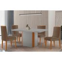 Ver imagem 1 de Conjunto: Mesa Sala Jantar Pietá c/ Tampo Madeirado c/ Vidro Canto Curvo 120x80cm e 4 Cadeiras