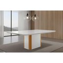 Ver imagem 5 de Conjunto: Mesa Sala Jantar Pietá c/ Tampo Madeirado c/ Vidro Canto Curvo 120x80cm e 4 Cadeiras