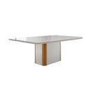 Ver imagem 4 de Conjunto: Mesa Sala Jantar Pietá c/ Tampo Madeirado c/ Vidro Canto Curvo 120x80cm e 4 Cadeiras