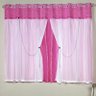 Cortina Princesinha para Varão Tecido Seda e Voal com Pingentes 2,00 x 1,70 Metros - Pink - 1