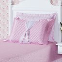 Ver imagem 2 de Cobre Leito Infantil para Meninas Princesinha Tecido Cetim Matelado e Pedrarias 4 Peças - Rosa